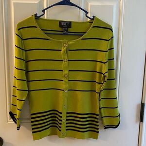 Finity Women's Lime and Black Striped Cardigan